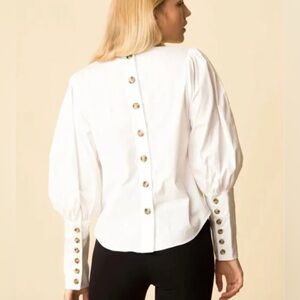 VERONICA BEARD Clarke White Button-Back Women's Top